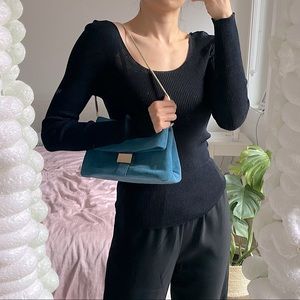 &Other Stories Blue Suede Shoulder Bag